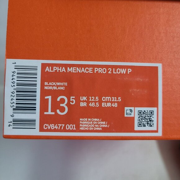 Nike Alpha Menace Pro 2 Low Football Cleats CV6477-001 Size 13.5 Black main image 10